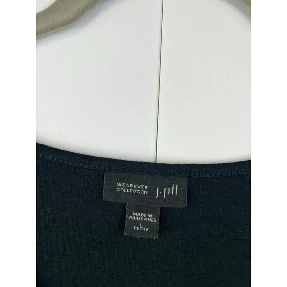 J Jill Wearever Collection Black Sleeveless Dress Large P Swing Pintuck Slit - Picture 2 of 6